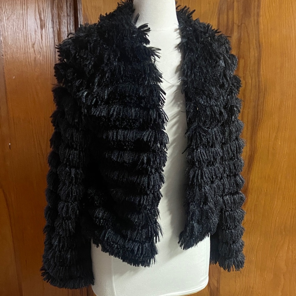 Xhilaration Black Fluffy Fuzzy textured Women's Jacket Med